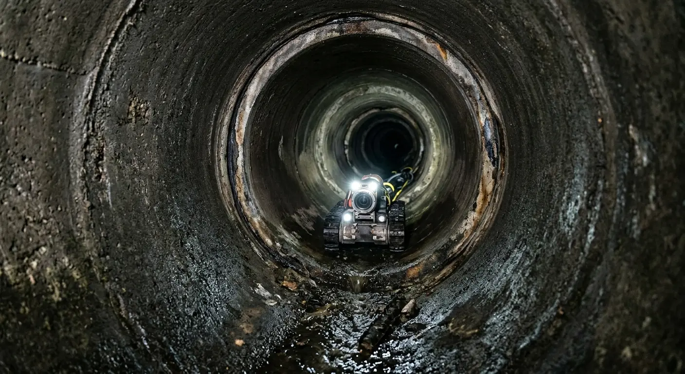 Robotic sewer camera inspecting pipe interior for Sewer Line Cleaning in Good Hope